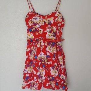 Red floral dress